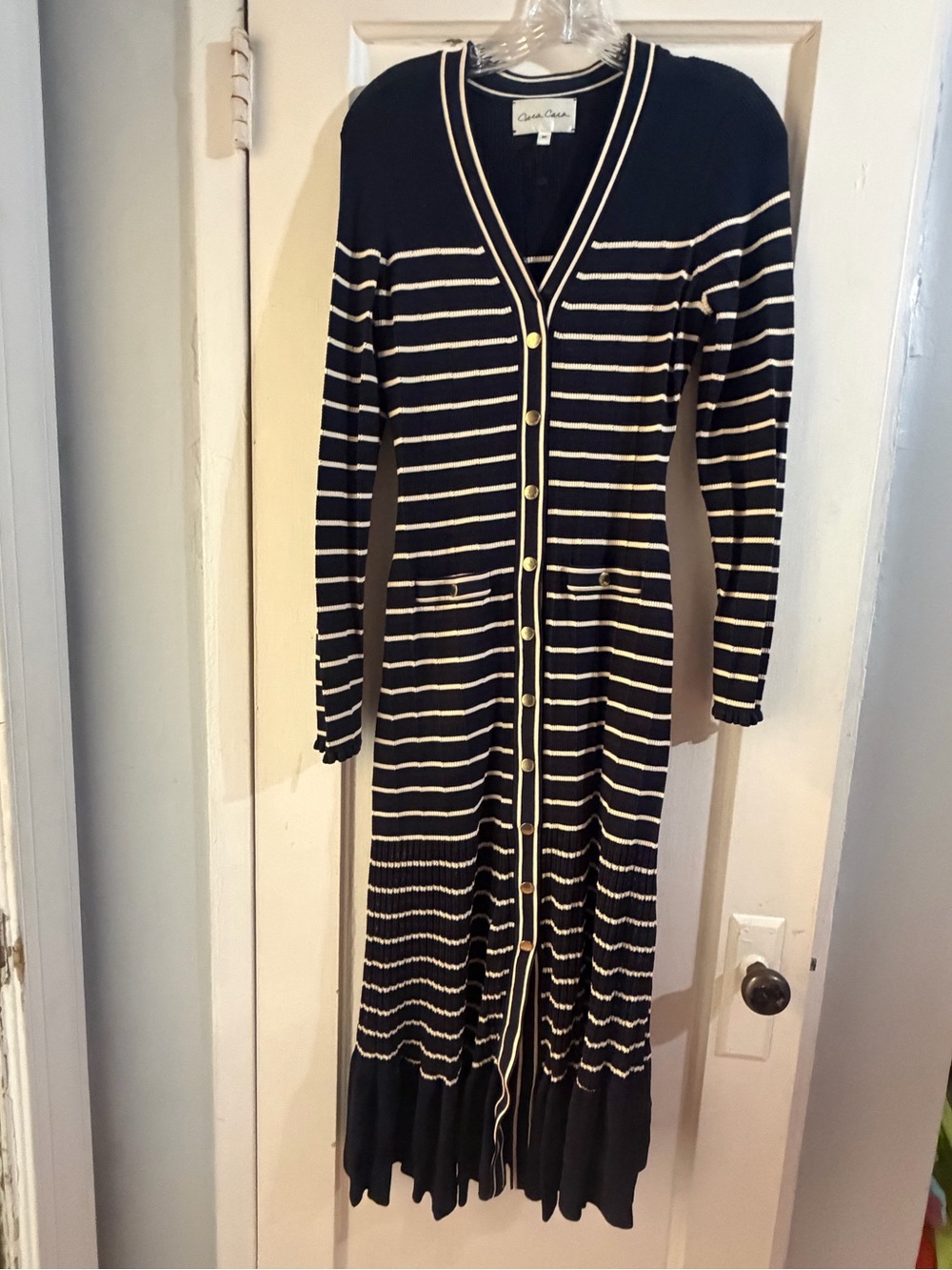 Cara Cara Marina Stripe Long Sleeve Midi Sweater Dress M - Picture 5 of 14